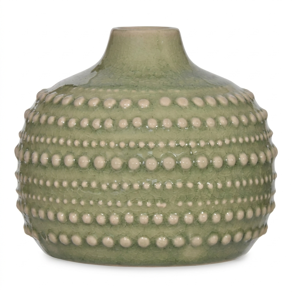 Castello ceramic bottle vase in sage green, medium size, by Garden Trading