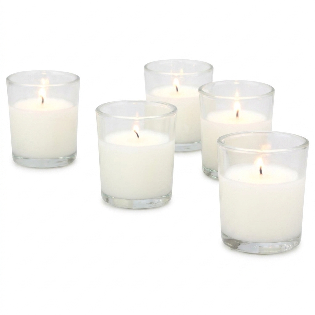 Stonebriar 24 pack unscented glass votive candles, 12 hour burn time